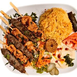 Mix de Brochettes (6 pièces kefta/taouk) avec Riz/Frites